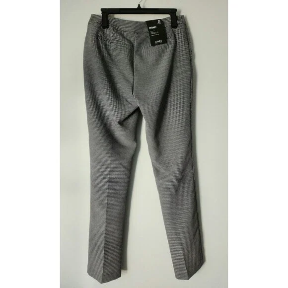 NWT Jones New York SYDNEY Womens Straight Leg Pants Sz 6 Classic Black Ivory JNY - Picture 2 of 8